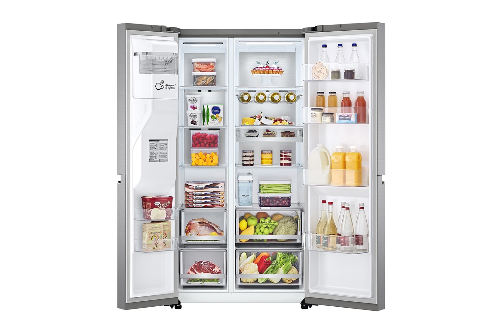 LG 635L American Style Fridge Freezer Shiny Steel Water & Ice Dispenser, GSLV91PZAE