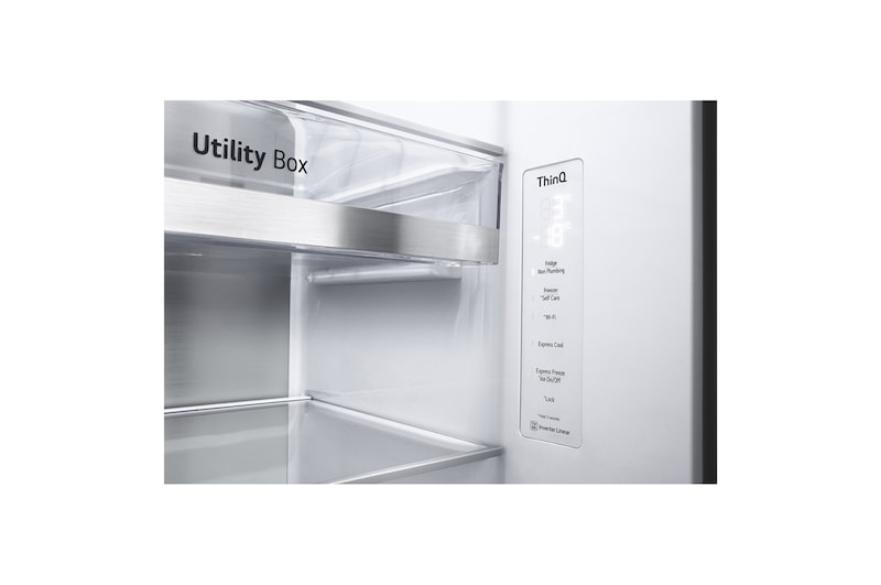 LG 635L American Style Fridge Freezer Water & Ice Dispenser, Shiny Steel, GSLV91PZAE