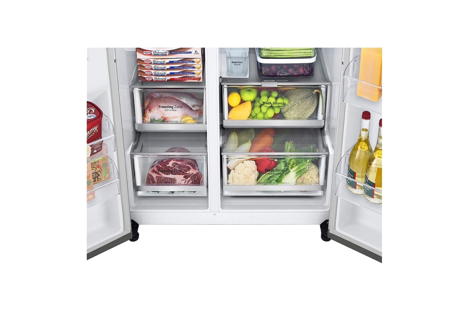 LG 635L American Style Fridge Freezer Shiny Steel Water & Ice Dispenser, GSLV91PZAE