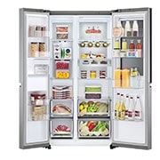 LG InstaView Door-in-Door | American Style Fridge Freezer | 655L | WiFi connected | Shiny Steel, GSQV90PZAE