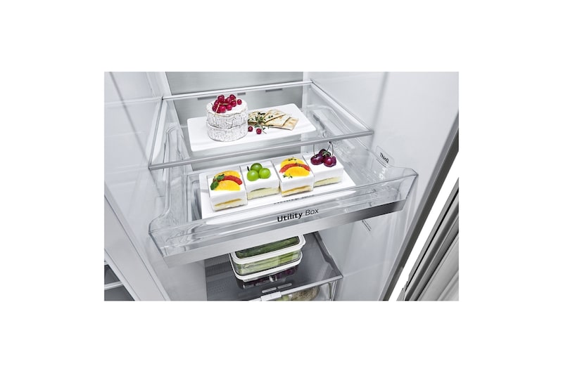 LG 655L InstaView™ American Style Fridge Freezer Total No Frost, Shiny Steel, GSQV90PZAE