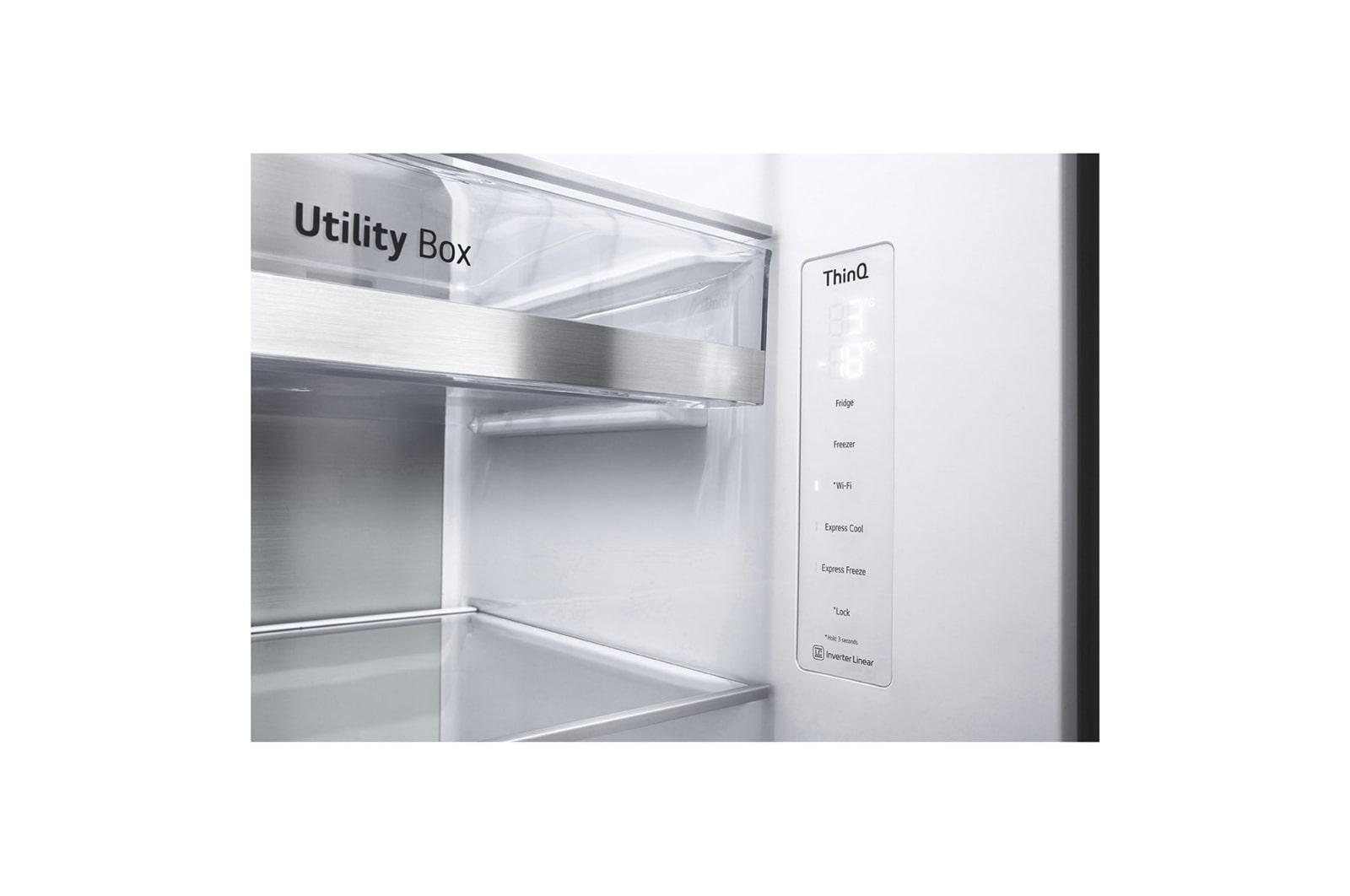 LG 655L InstaView™ American Style Fridge Freezer Total No Frost, Shiny Steel, GSQV90PZAE
