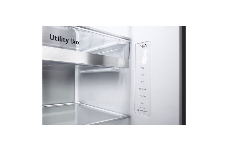 LG 655L InstaView™ American Style Fridge Freezer Total No Frost, Shiny Steel, GSQV90PZAE