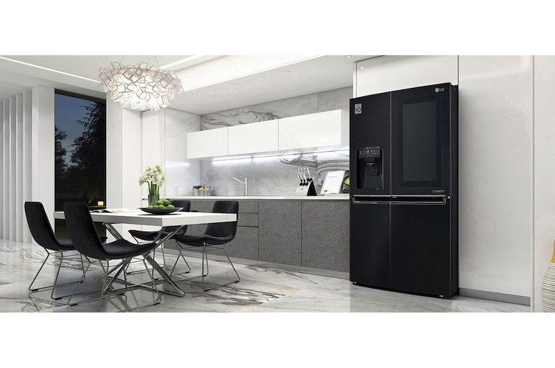 LG InstaView Door-in-Door™ GSX960MCCZ American style Fridge Freezer, 625L, Matte Black - F, GSX960MCCZ