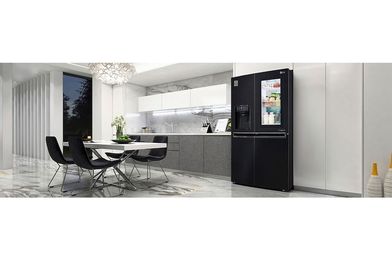 LG InstaView Door-in-Door™ GSX960MCCZ American style Fridge Freezer, 625L, Matte Black - F, GSX960MCCZ