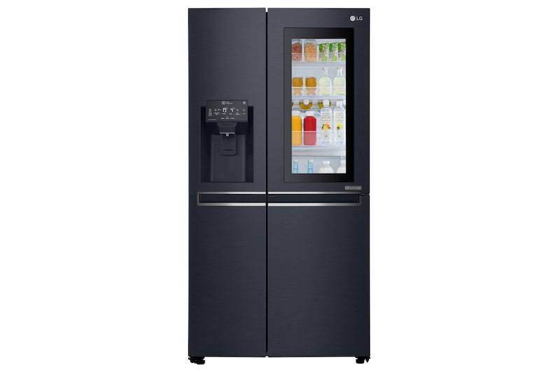 Front view of LG InstaView™ Door-in-Door® GSX961MTAZ American Style Fridge Freezer Matte Black GSX961MTAZ