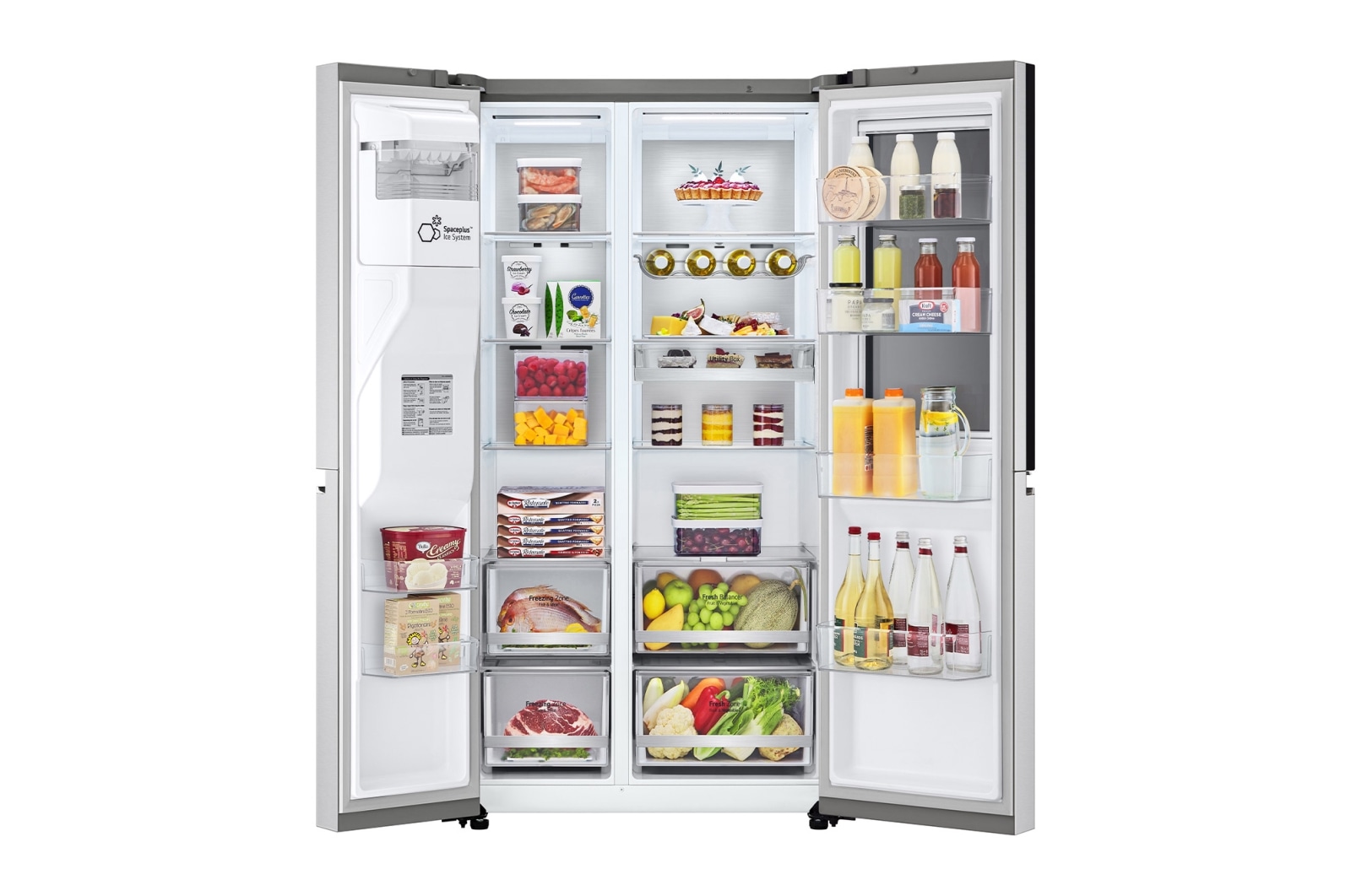 LG 635L InstaView™ American Style Fridge Freezer Silver Total No Frost, GSXV90BSAE