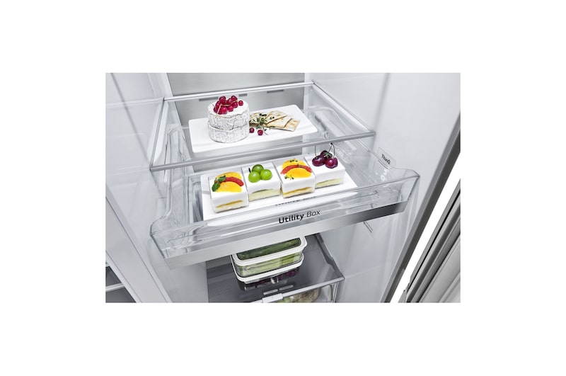 LG 635L InstaView™ American Style Fridge Freezer Silver Total No Frost, GSXV90BSAE