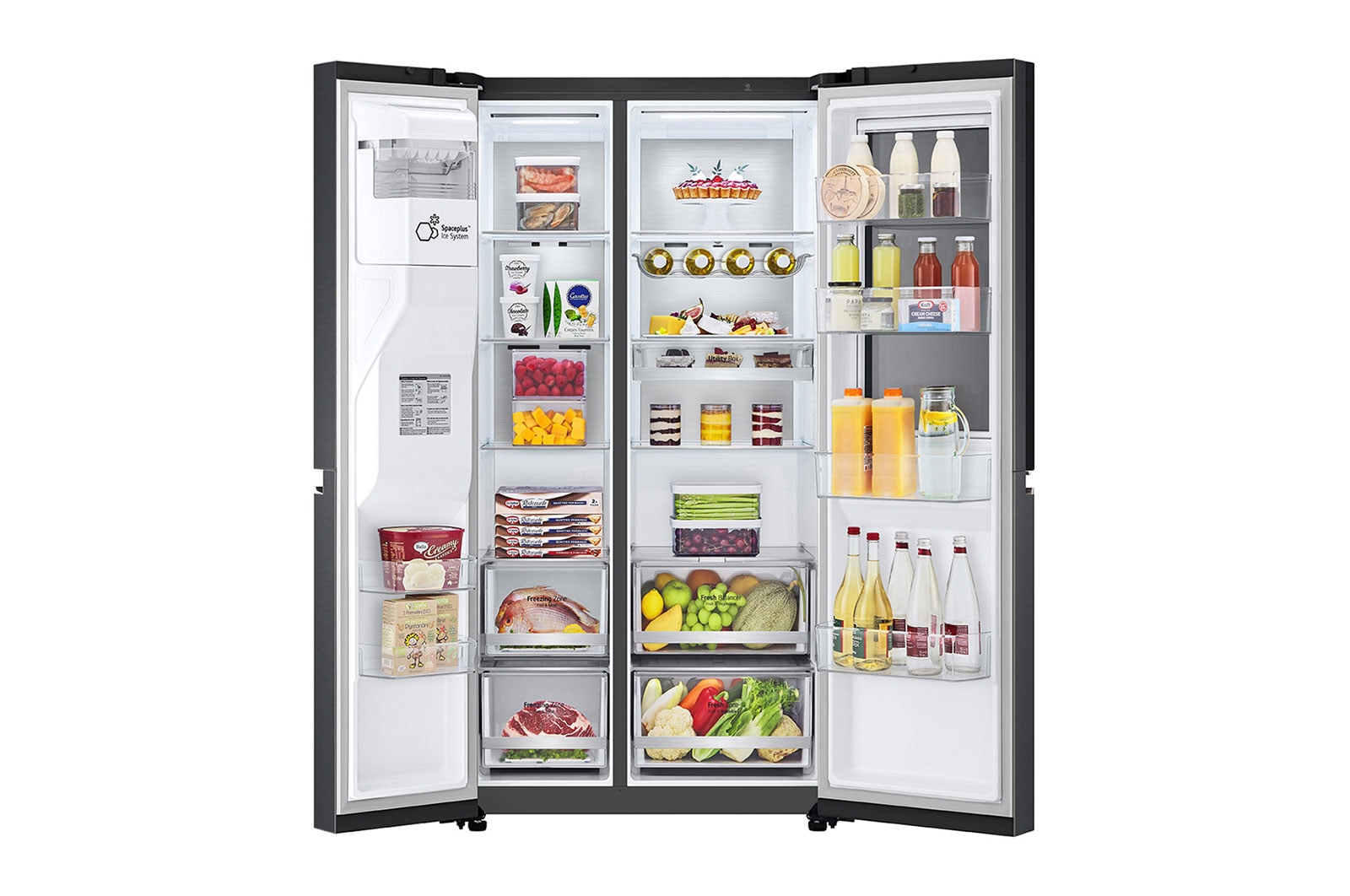 LG 635L InstaView™ American Style Fridge Freezer Matte Black Total No Frost, GSXV90MCAE