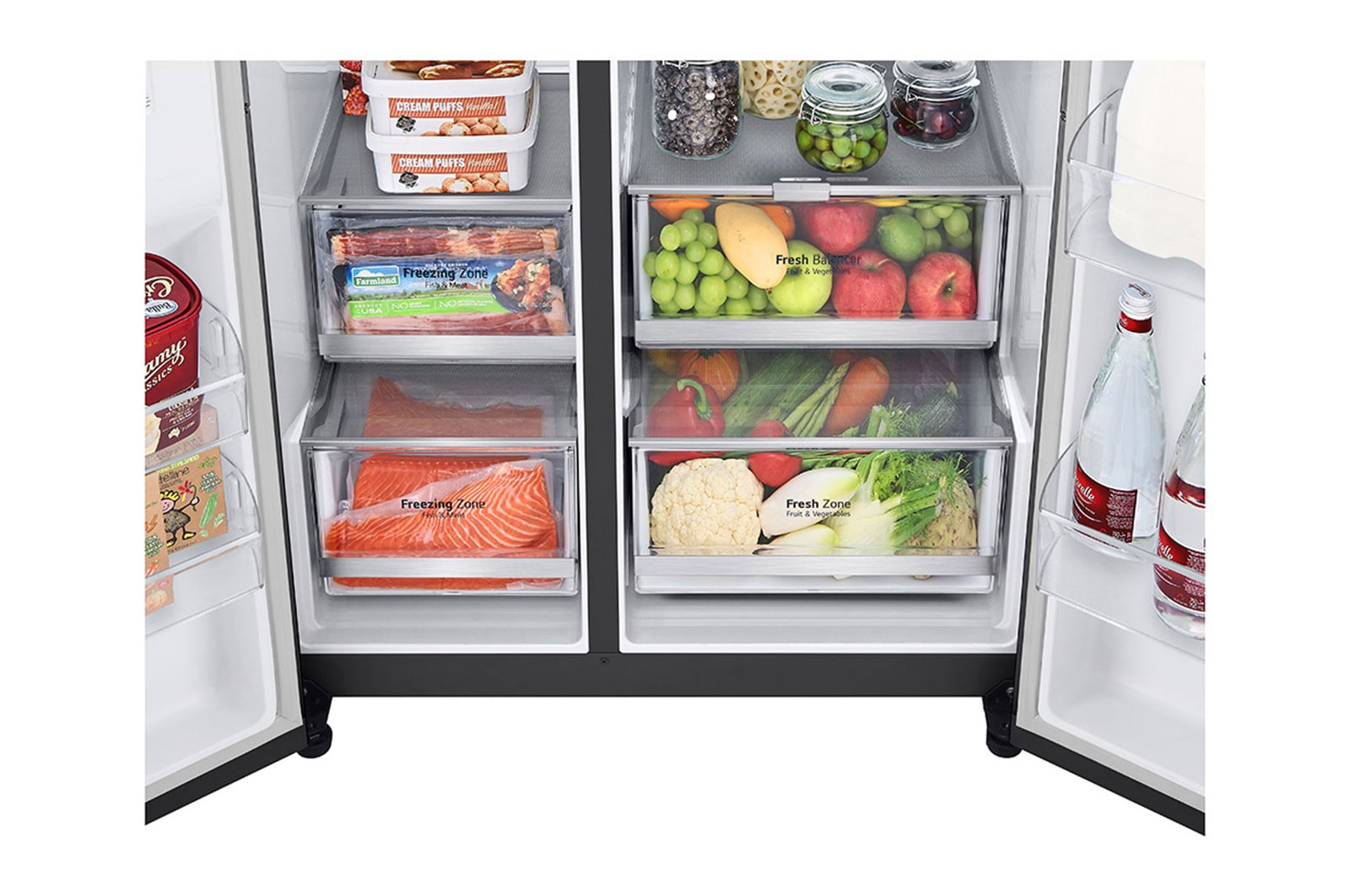 LG 635L InstaView™ American Style Fridge Freezer Matte Black Total No Frost, GSXV90MCAE