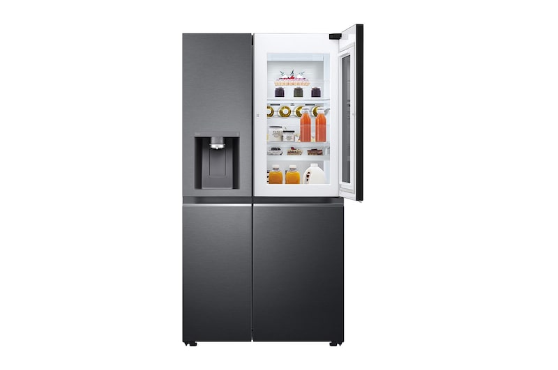 LG 635L InstaView™ American Style Fridge Freezer Matte Black Total No Frost, GSXV90MCDE