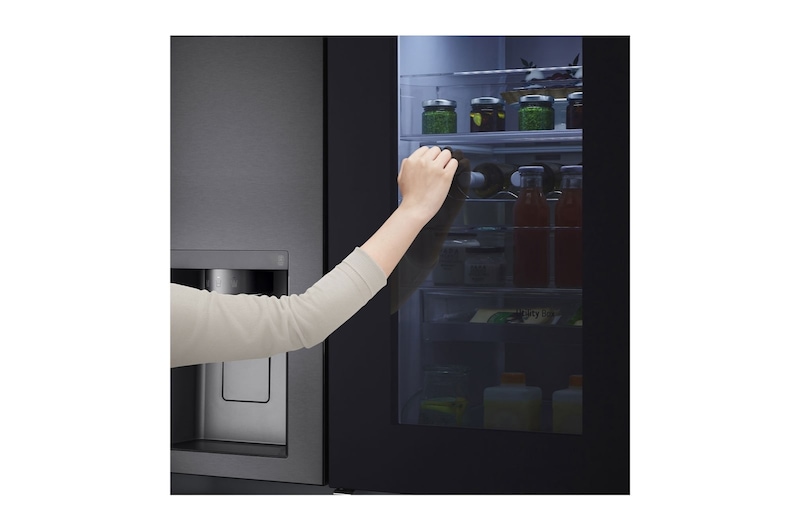 LG 635L InstaView™ American Style Fridge Freezer Matte Black Total No Frost, GSXV90MCDE