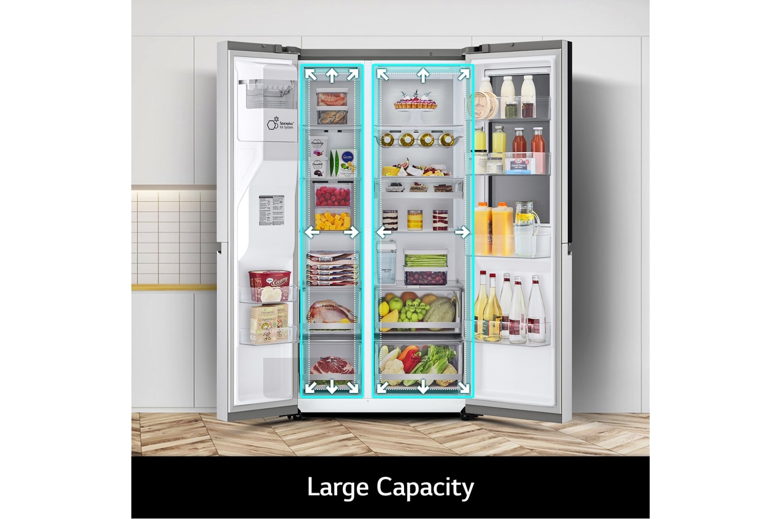 LG InstaView Door-in-Door | American Style Fridge Freezer | 635L | WiFi Connected | Stainless Steel, GSXV91BSAE