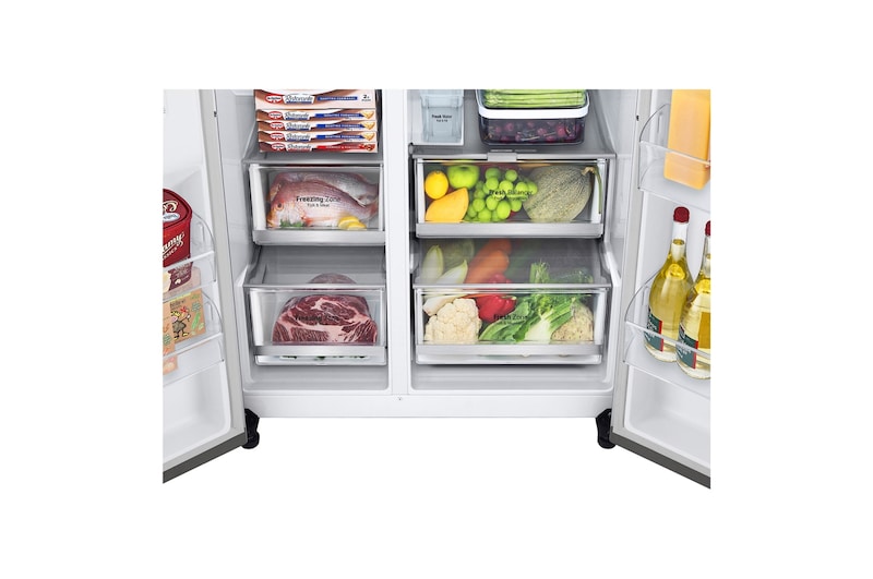 LG 635L InstaView™ American Style Fridge Freezer Stainless Steel Total No Frost, GSXV91BSAE