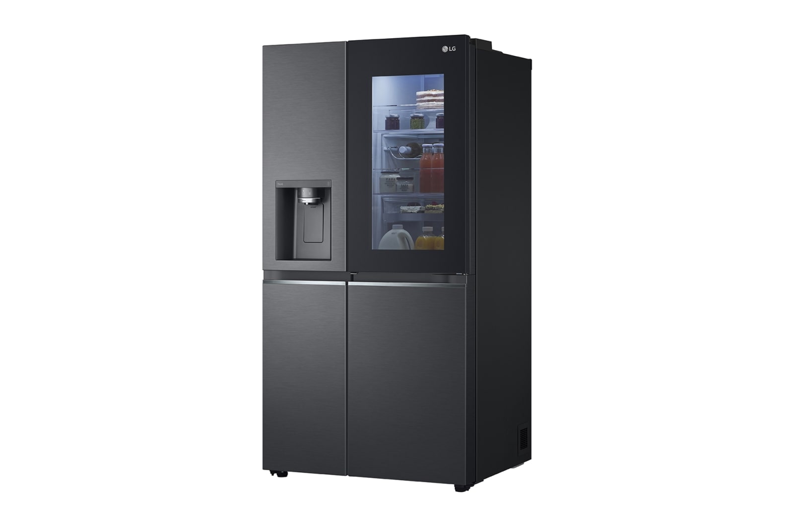 LG 635L InstaView™ American Style Fridge Freezer Matte Black Total No Frost, GSXV91MCAE