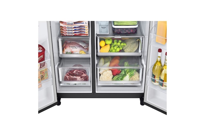 LG 635L InstaView™ American Style Fridge Freezer Matte Black Total No Frost, GSXV91MCAE