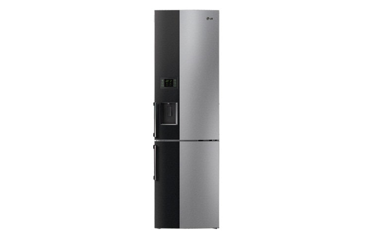 LG Two-tone design Combination fridge freezer in Black and brushed Steel, 2 metre height (Gross Capacity 423 Litres), GB7143A2PZ1
