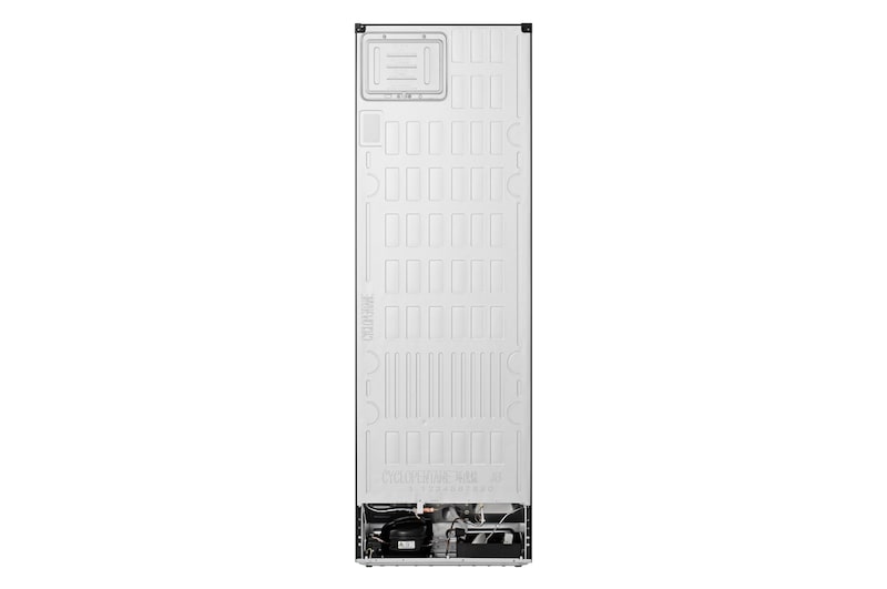 LG bottom freezer back view showing rear panel