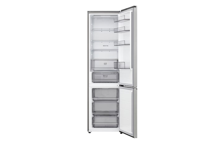 LG 375L Fridge Freezer, Prime Silver, GBBSJ2CCPY, Door Open