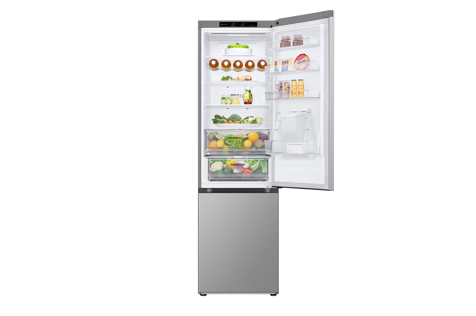 front view top door open with food