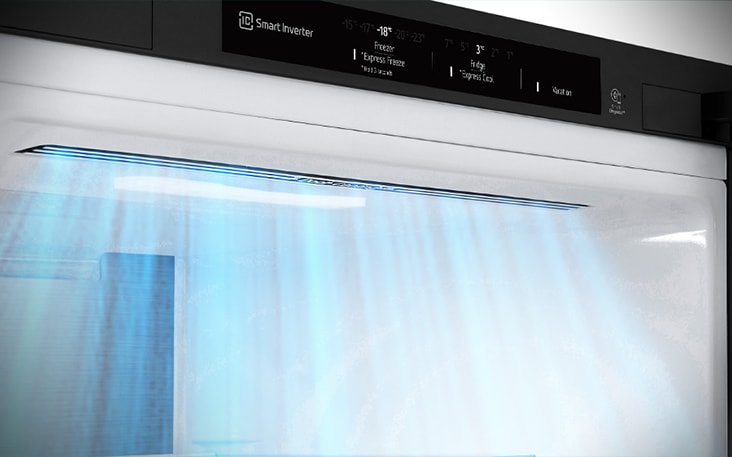 Close-up of air vents located at the front of the refrigerator, ensuring efficient and even cooling.