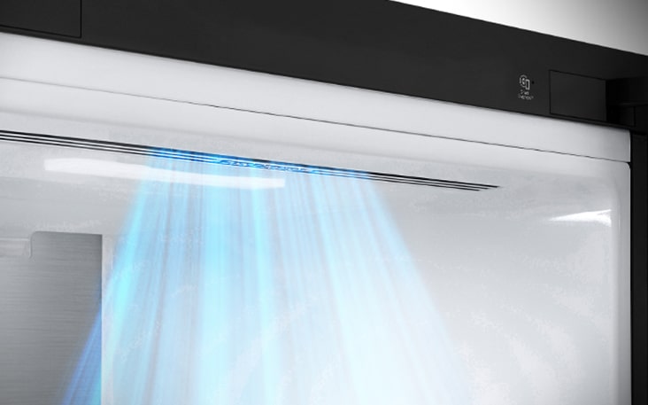 Close-up of air vents located at the front of the refrigerator, ensuring efficient and even cooling.