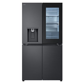 Front view of 638L InstaView™ Fridge Freezer with Craft Ice™, Essence Black Steel GMG96CRAFT