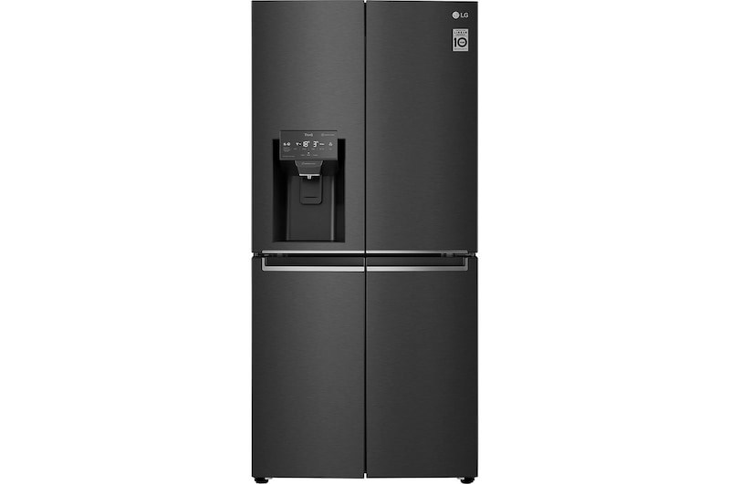 Front view of 506L NatureFresh Matte Black Fridge Freezer (GML844MC7E)