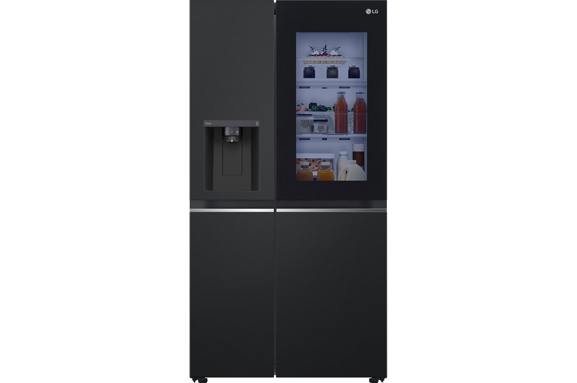 Front view of 635L InstaView™ American Style Fridge Freezer Matte Black (GSGV81EPLD)