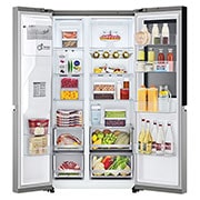 front view with door open with food