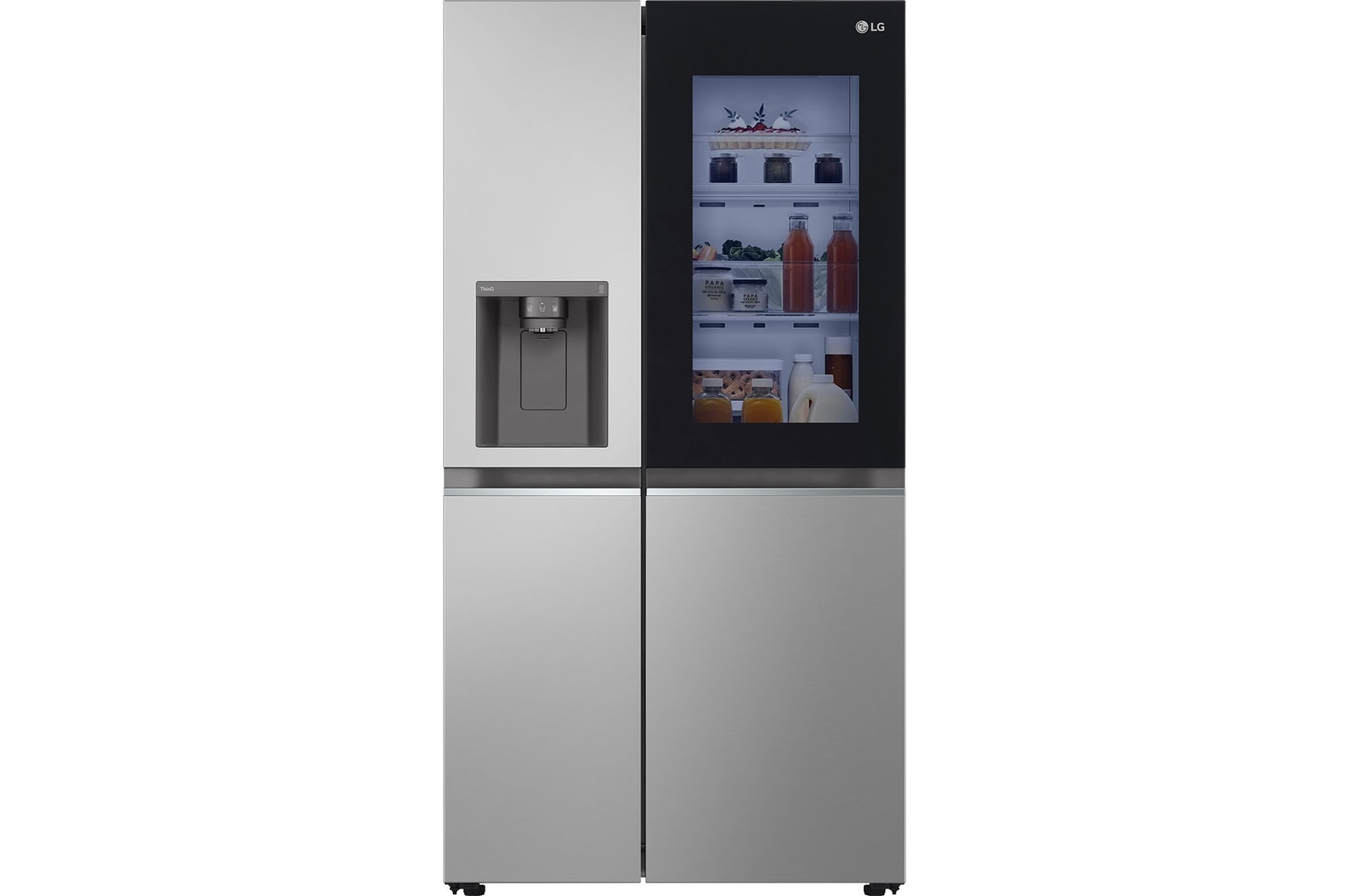 Front view of 635L InstaView™ American Style Fridge Freezer Prime Silver (GSGV81PYLL)