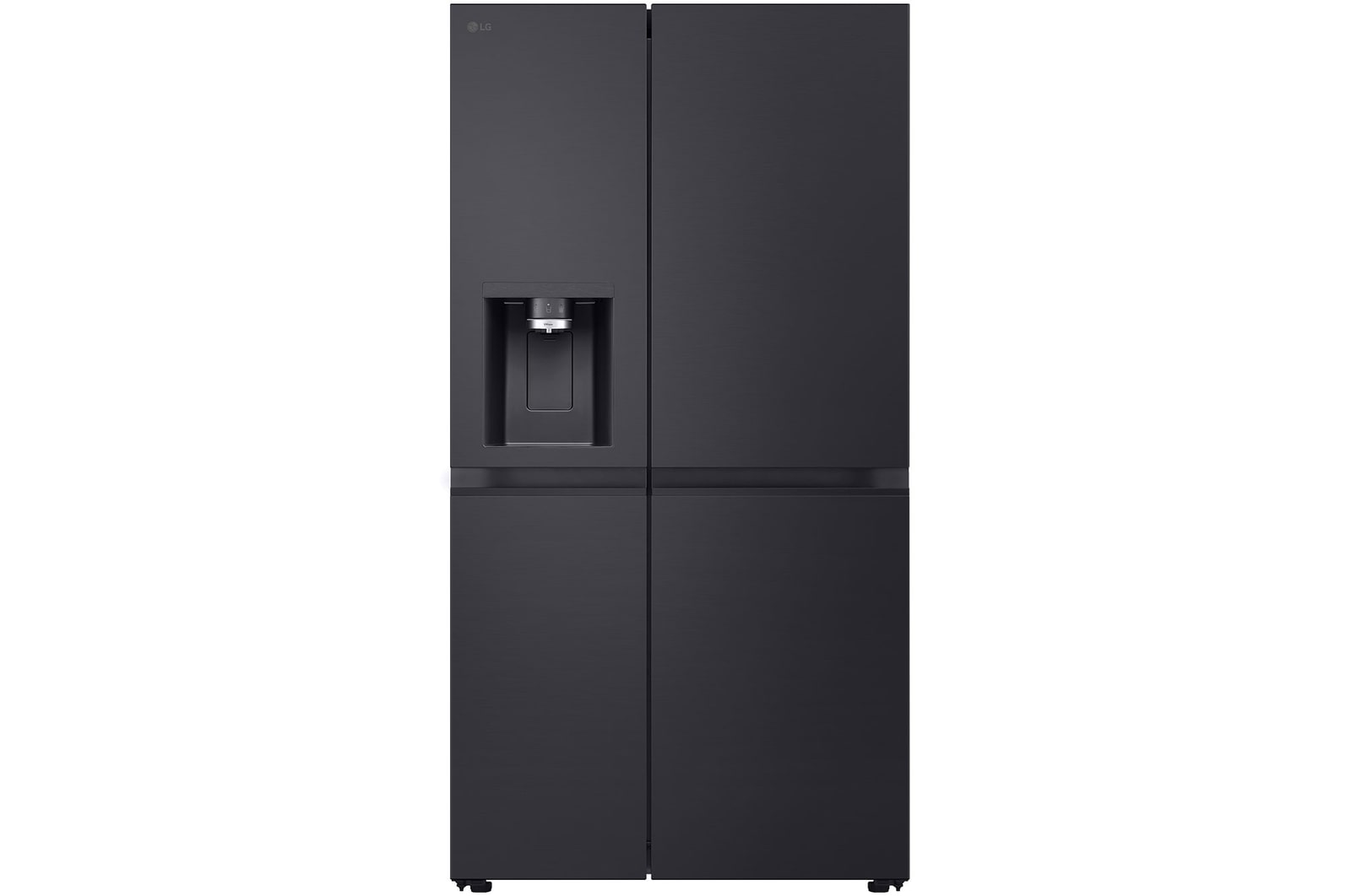 Front view of 623L Side-By-Side Fridge Freezer with Water & Ice Dispenser, Essence Black Steel - GSLE91EVAB