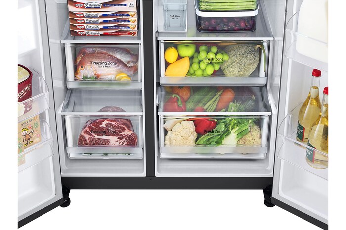 Bottom door open with food