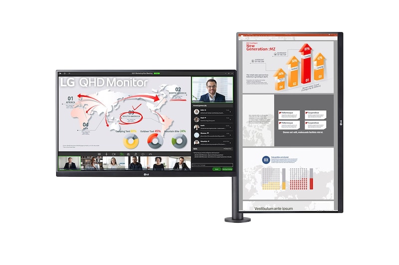 LG 27-inch QHD Monitor Ergo Dual with Daisy Chain, 27QP88D-B2