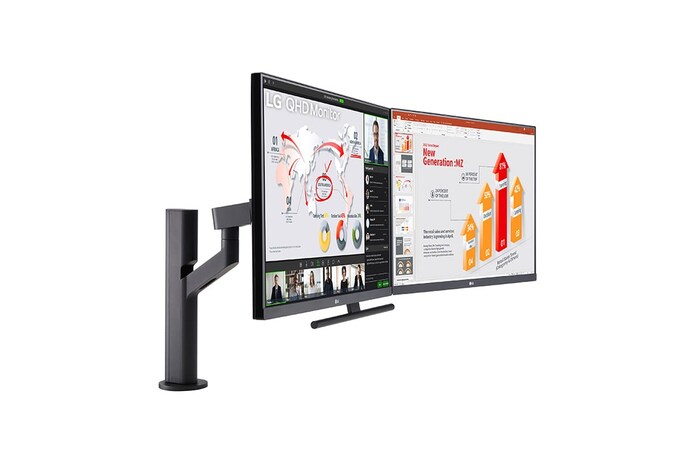 LG 27" LG QHD Ergo Dual Monitor, IPS Display, Black, 27QP88D-BS