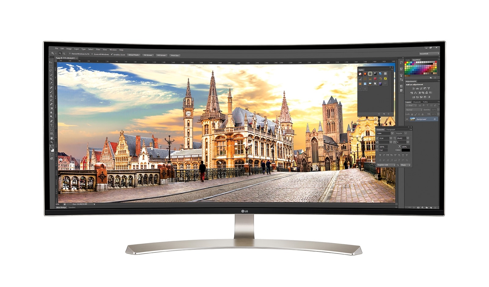 LG 38" 21:9 UltraWide® WQHD IPS Curved LED Monitor (37.5” Diagonal), 38UC99-W
