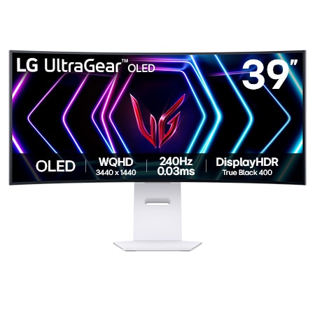 LG UltraGear™ 39” OLED Curved 240Hz 0.03ms G-SYNC® Compatible Gaming Monitor 39GS95QE-W Black Class F