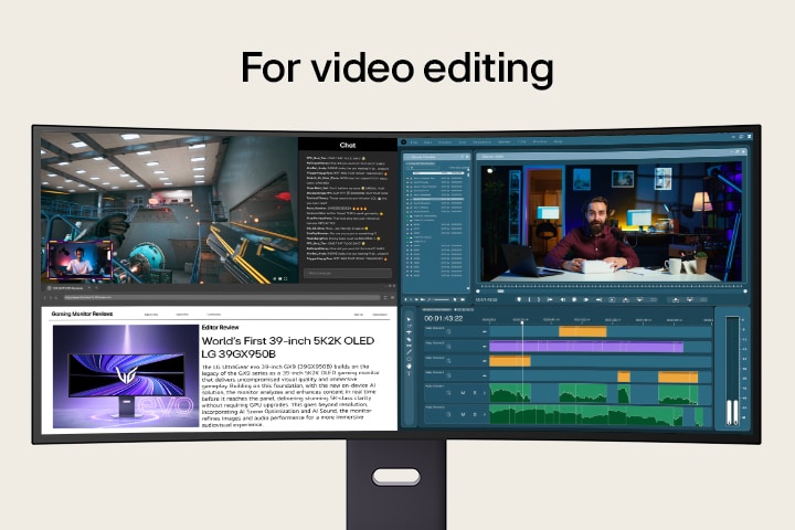 UltraGear gaming monitor (39GX950B) maximises productivity in video and photo editing with its 21:9 screen