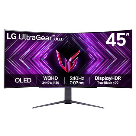 LG UltraGear™ 45” OLED Curved 240Hz 0.03ms G-SYNC® Compatible Gaming Monitor 45GS96QB-B Black Class F