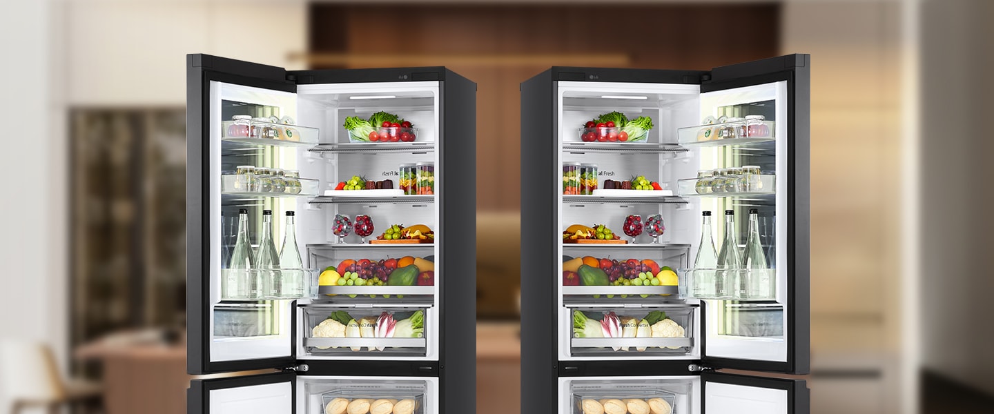 Image of refrigerator opening to right and left.