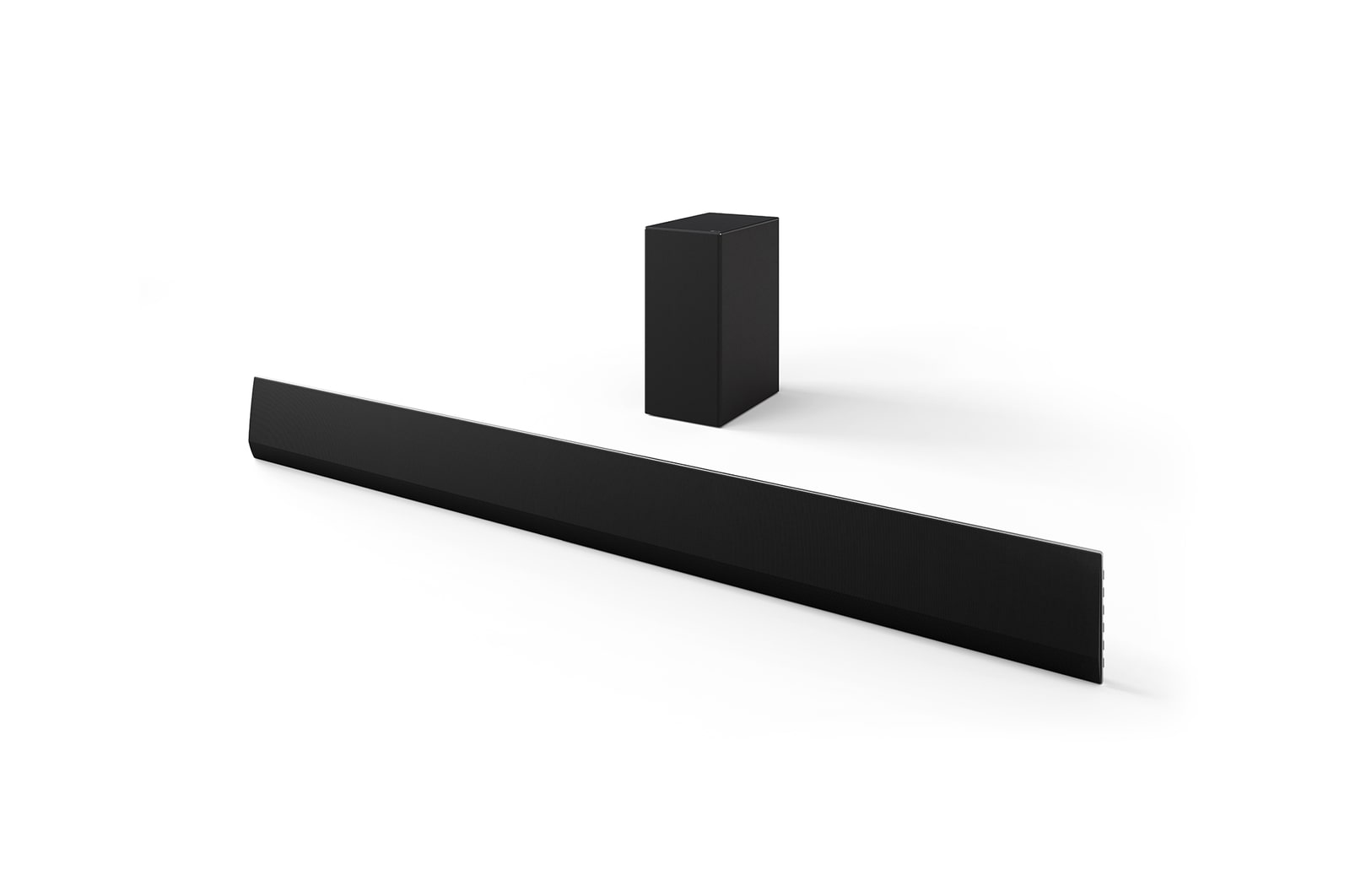 'Angled view of LG Soundbar SG10TY and Subwoofer