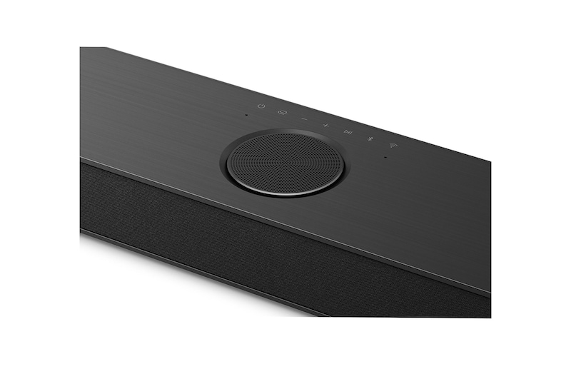 Top angled view of LG Soundbar S80TR's Center Up-Firing Channel