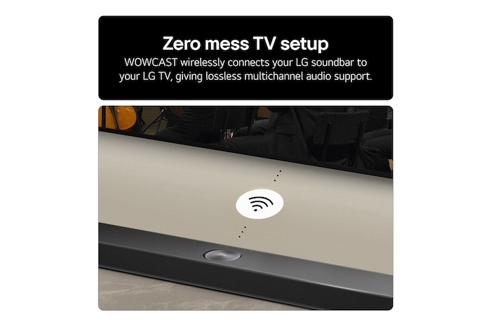 LG Soundbar US80TR Feature card - WOWCAST wirelessly connects your lg sound to your lg tv