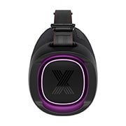 Front view of the woofer with a purple lighting on.