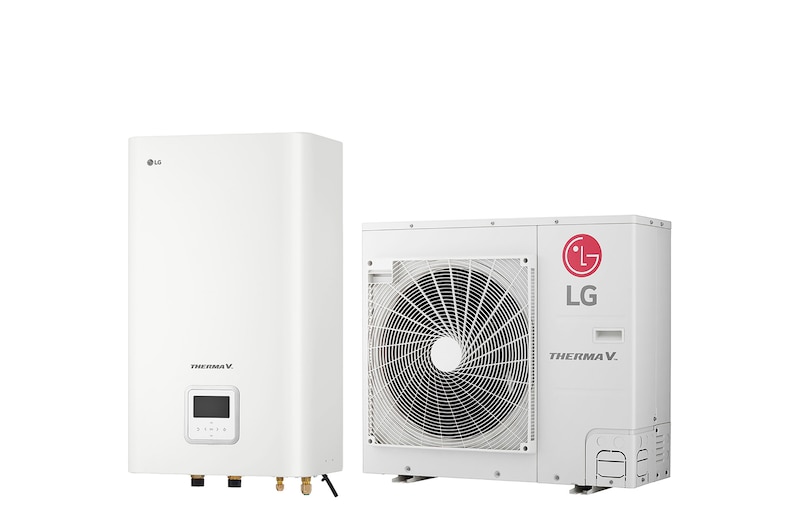 Front view of R32 Split 5/7/9 kW Hydro Box, 1Ø, 9kW HN091MR NK5 + HU091MR U44