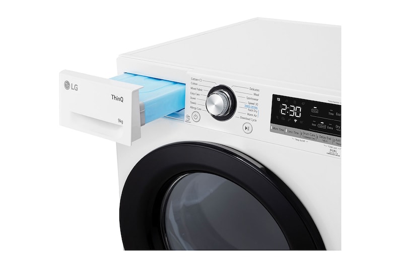 LG 9kg DUAL Inverter HeatPump Dryer White A++, White, FDC309W