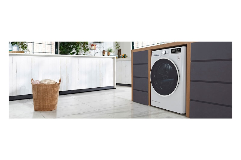 LG 9kg DUAL Inverter HeatPump Dryer A++, White, FDV309W