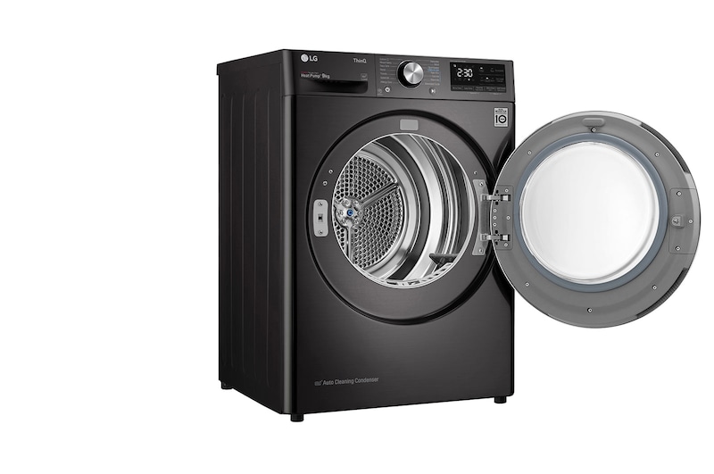 LG 9kg DUAL Inverter HeatPump Dryer A+++, Black Steel, FDV909B