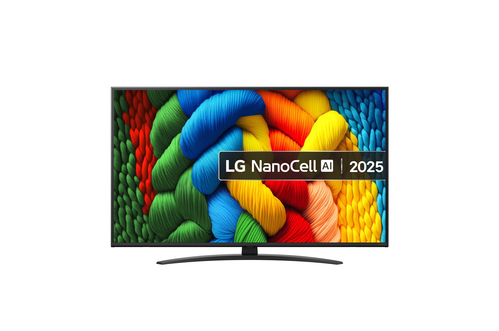 Front view of 50 inch LG NanoCell AI NANO81 4K Smart TV 2025 50NANO81A6A