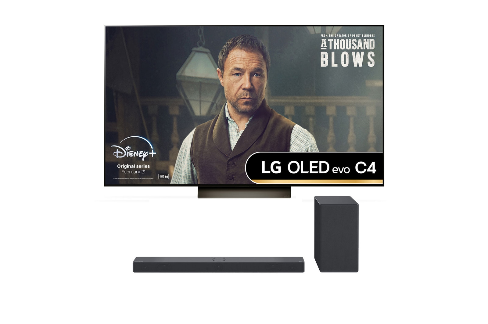 Front view and Front angle view of LG Sound Bar USC9S and Woofer